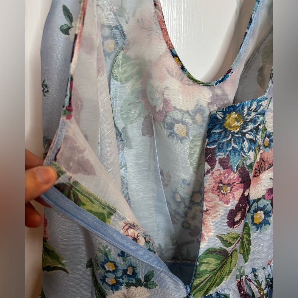 ZIMMERMANN Matchmaker Dress in light blue floral size 1 linen and silk - Picture 8 of 11